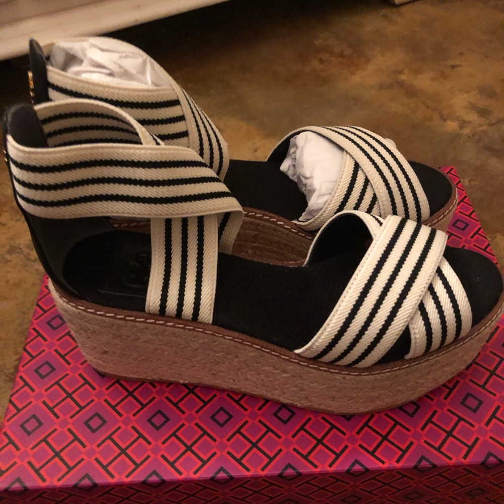 Tory Burch Frieda Strappy Woven Wedge Espadrilles